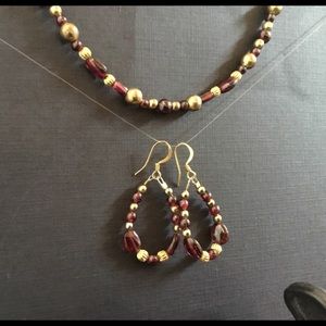 Beaded necklace and earrings